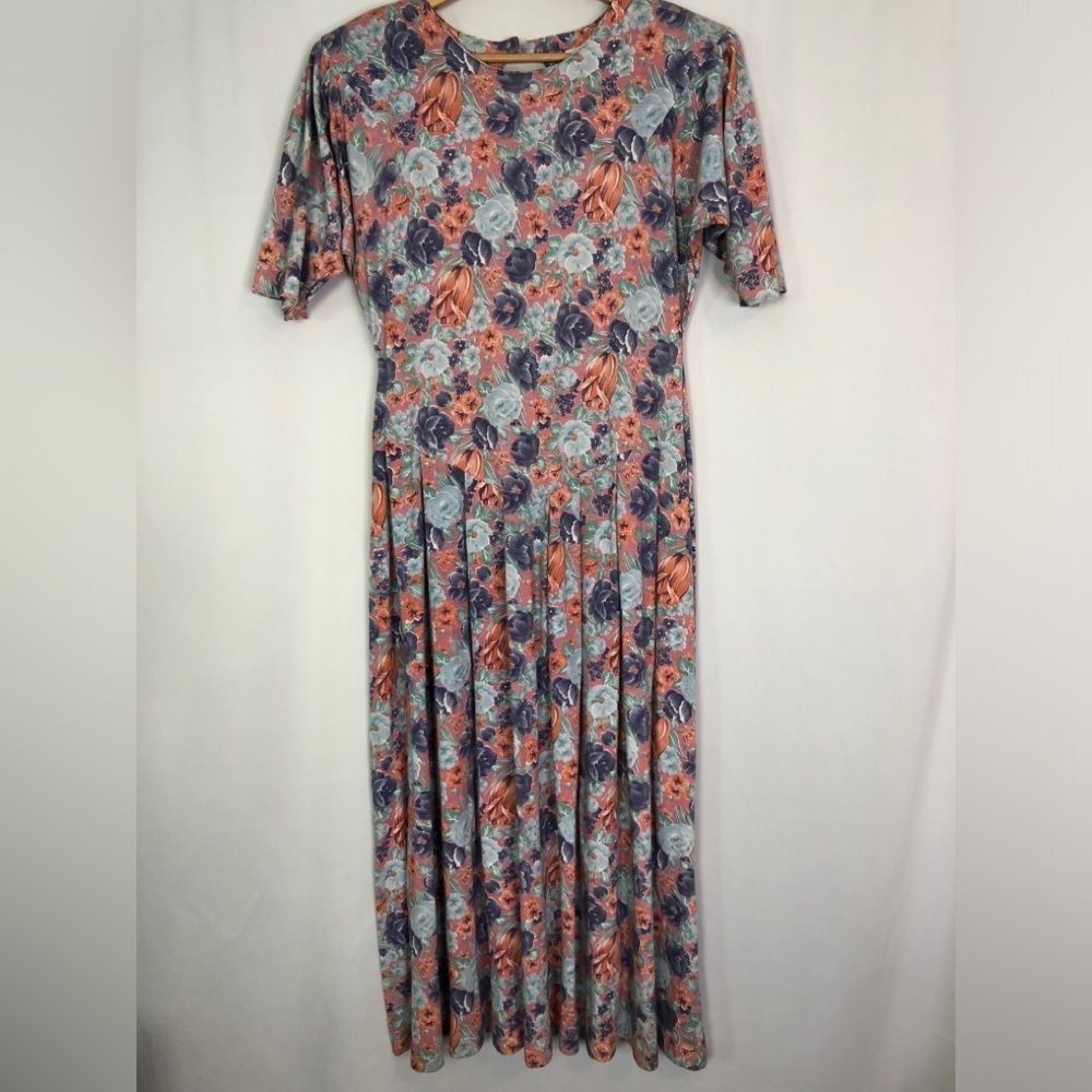 Maggie Lawrence (Vintage) Short Sleeve Round Neckline Floral Midi Dress Size 12